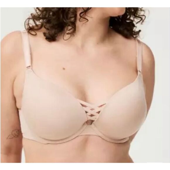 Torrid 40DDD 360 Back Smoothing XO Plunge Push-Up Bra nude - Picture 2 of 7